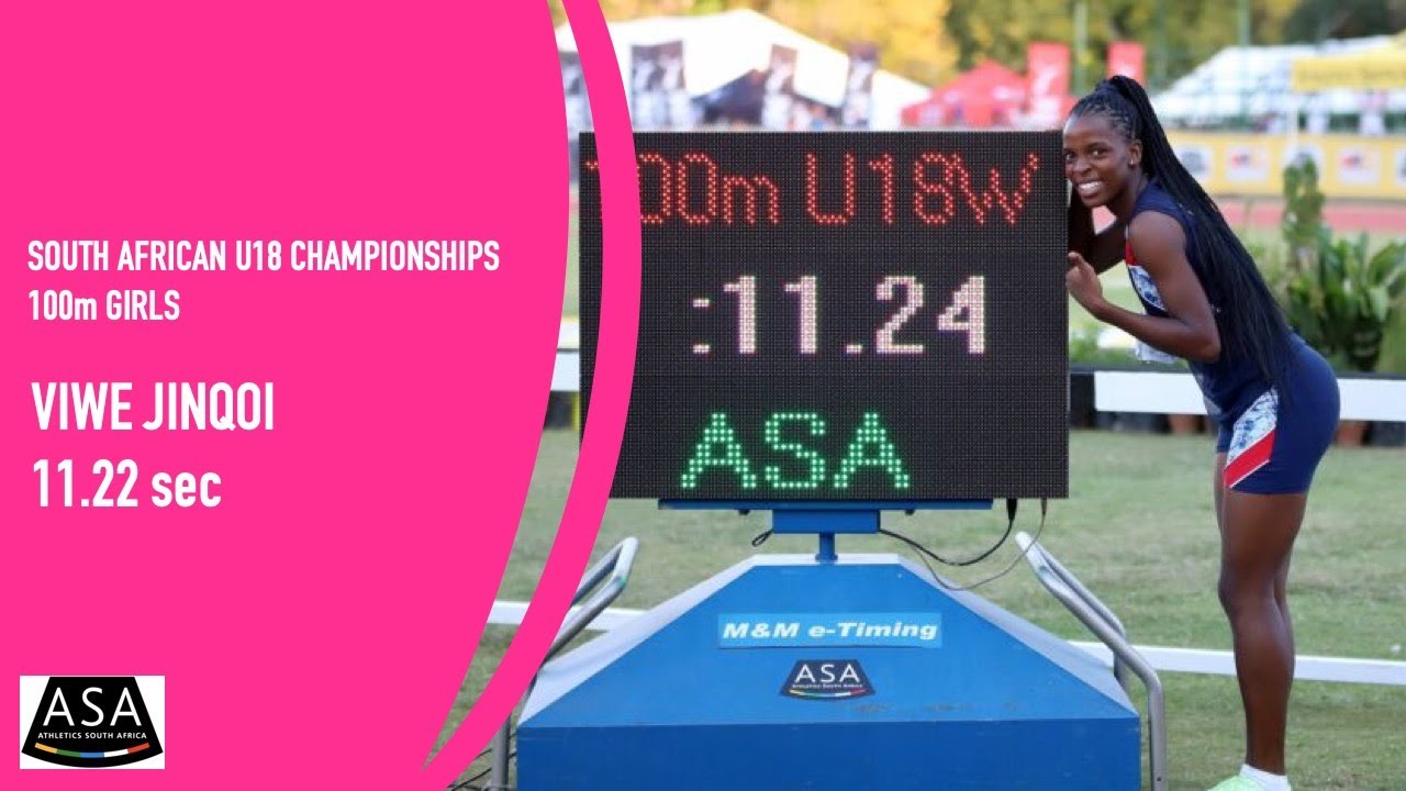 Viwe Jingqi South African record 11.22sec - Girls U18 100m Final during National Championships