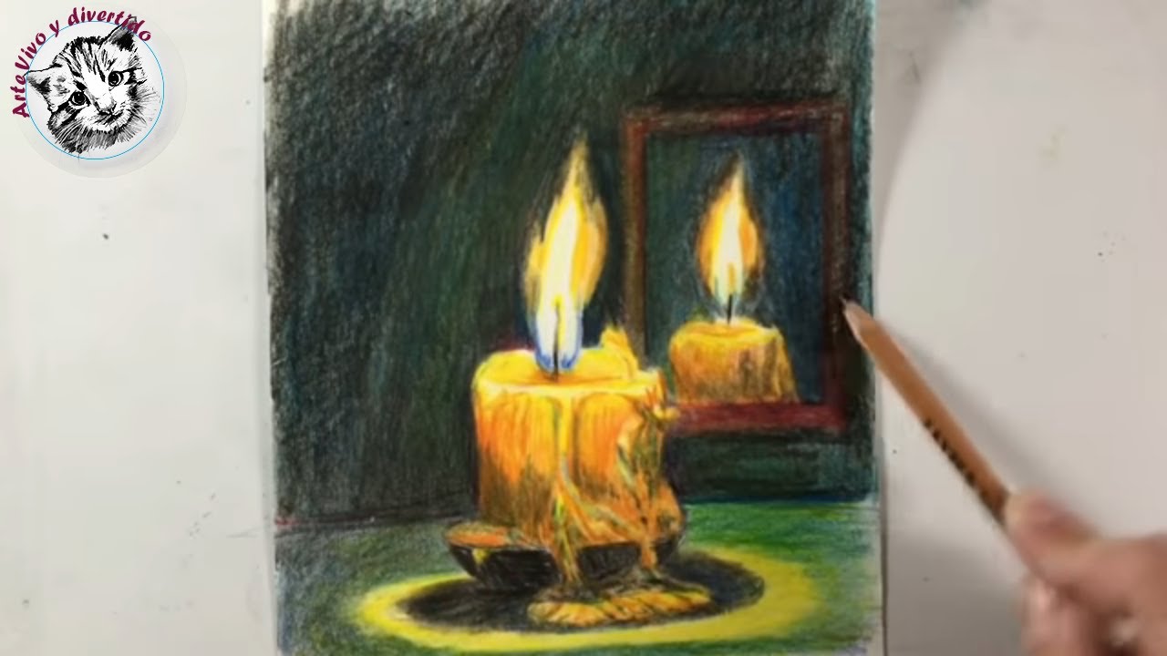Como  Dibujar una Vela | Tecnica de Dibujo con Lapices de Colores