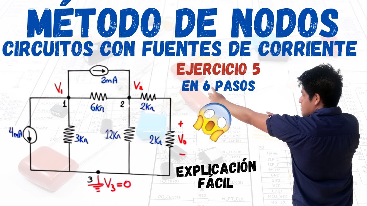 METODO DE NODOS en CIRCUITOS ELECTRICOS ✔️ con FUENTES DE CORRIENTE ⮞ 1 EJERCICIO RESUELTO [FÁCIL] 😎