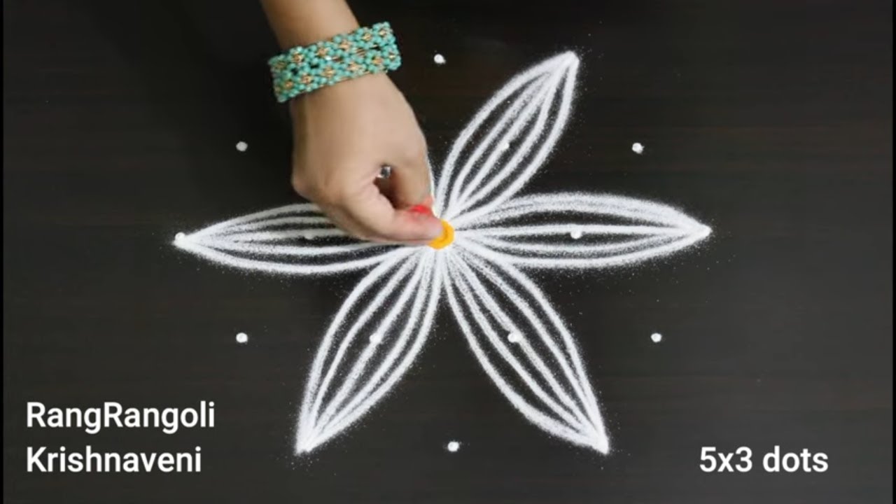 Dussehra Rangoli 2023🌷5x3 dots Navratri Kolam🌷Easy Pandaga Muggulu🌷RangRangoli Krishnaveni