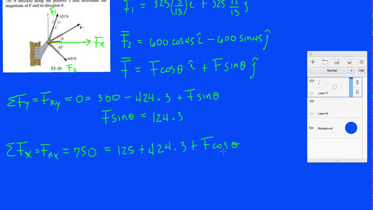 Problem F2-10 Statics Hibbeler 12th (Chapter 2)