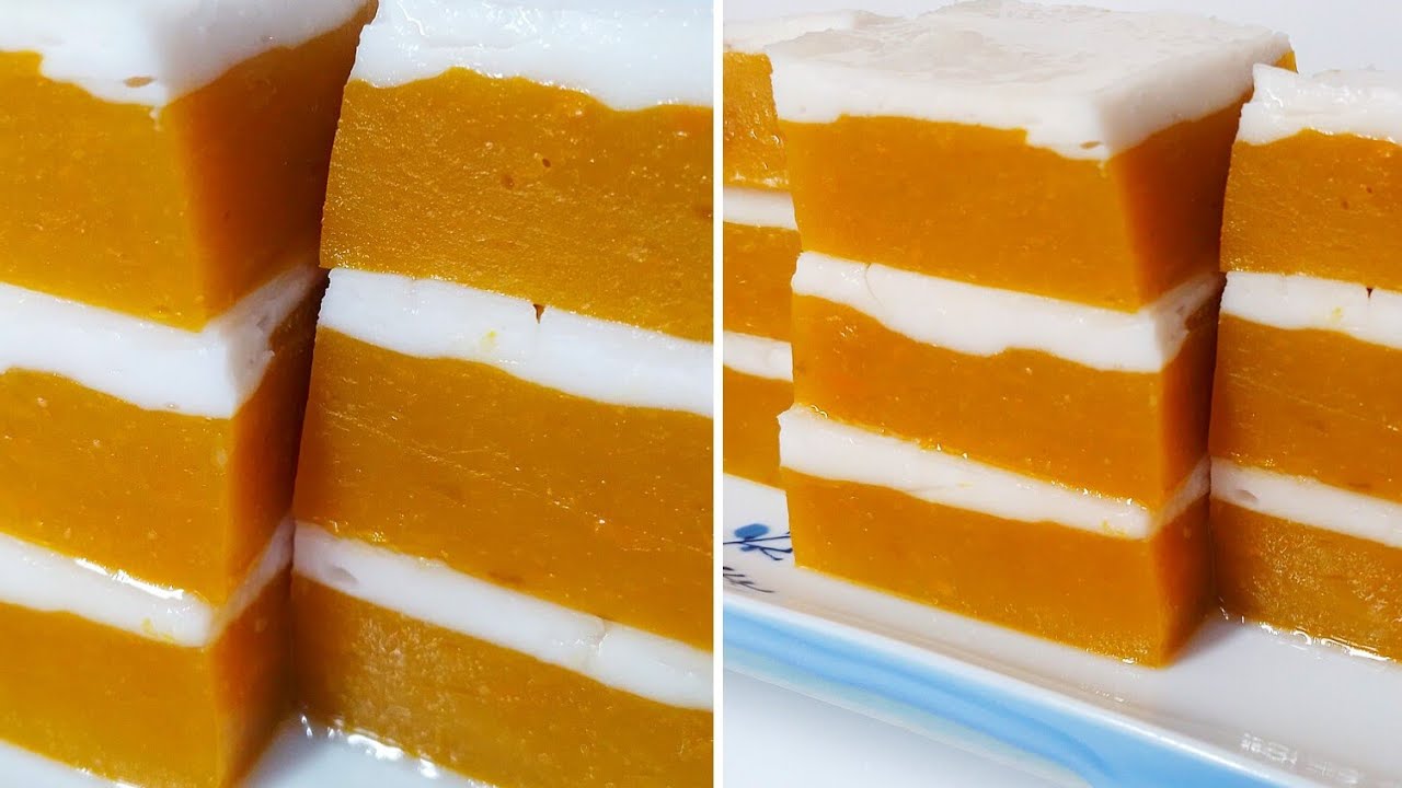ขนมฟักทองนุ่มเด้งเหมือนวุ้นหอมหวานมันเค็มส่วนผสมน้อยวิธีทำง่าย