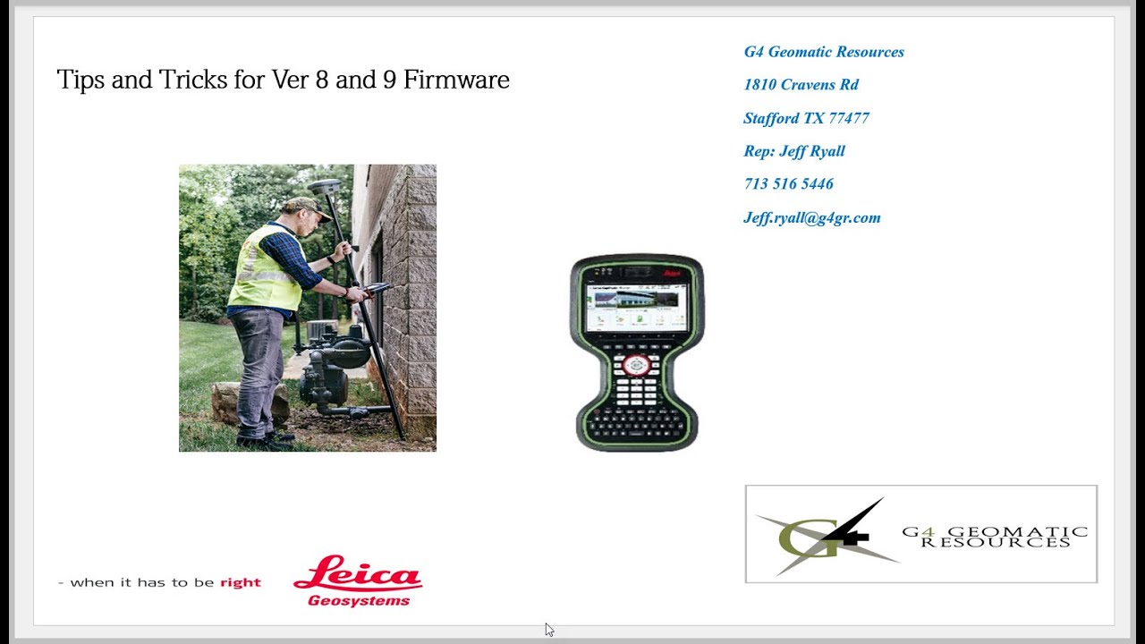 Quick Tips for Ver 8 and 9 Firmware Leica CS20