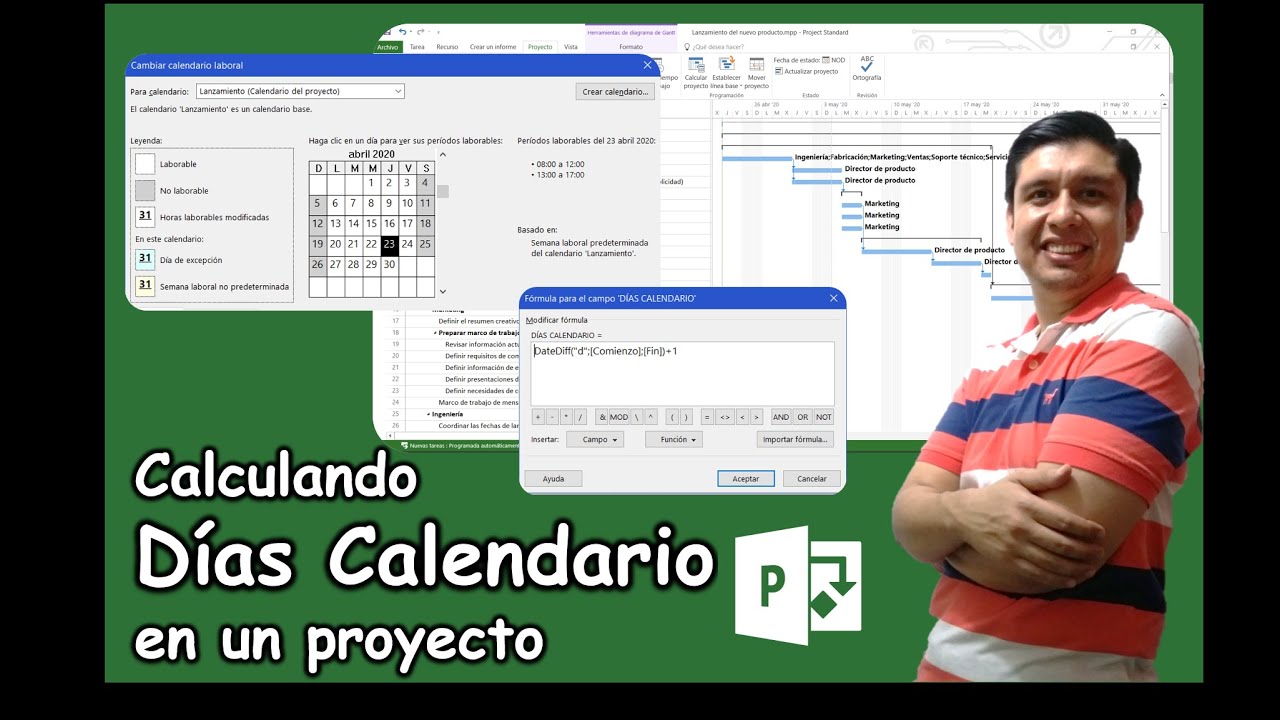 Días Calendario de un proyecto en Ms Project
