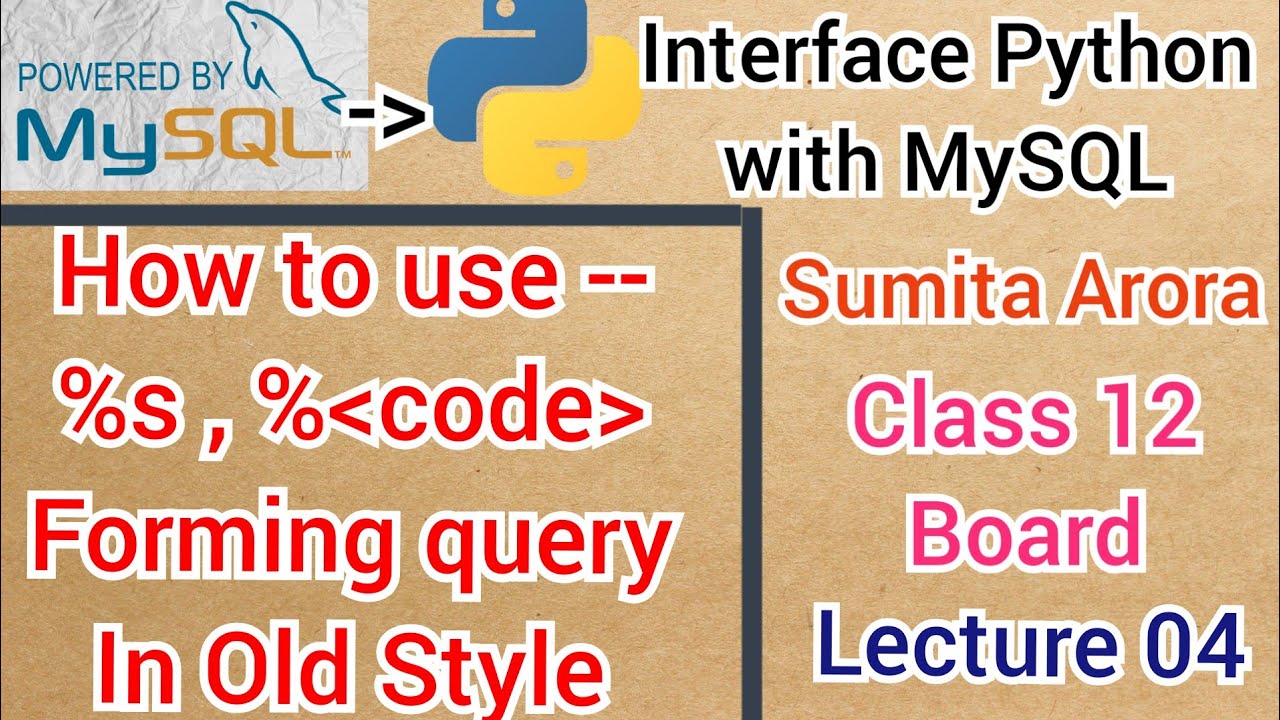 How to use Forming Query string old Style in Python || Lecture 04 || Interface Python with MySQL