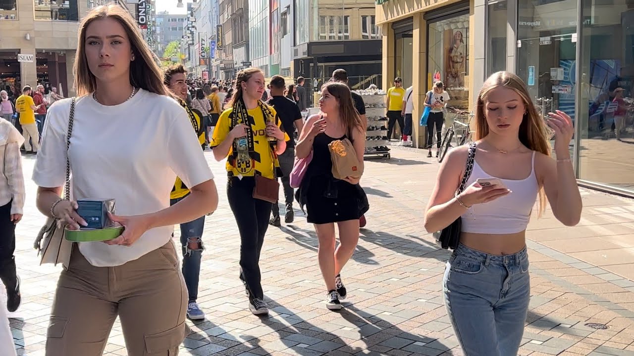 4k 🇩🇪 Walking in Germany Dortmund to Central Station (Hbf) 28 May 2023 | Football Fans reactions