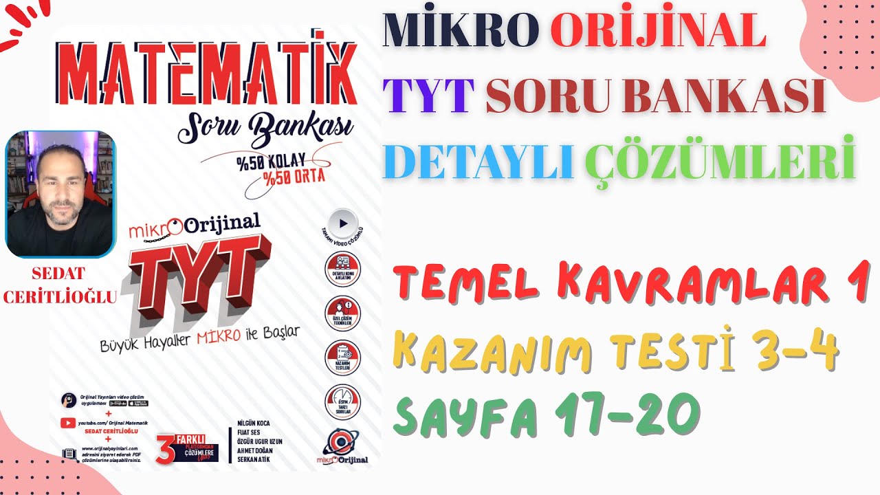 2026 MİKRO ORİJİNAL TYT SORU BANKASI &Ccedil;&Ouml;Z&Uuml;MLERİ SYF 17-20 #orijinalmatematik #mikroorijinal #yks2026