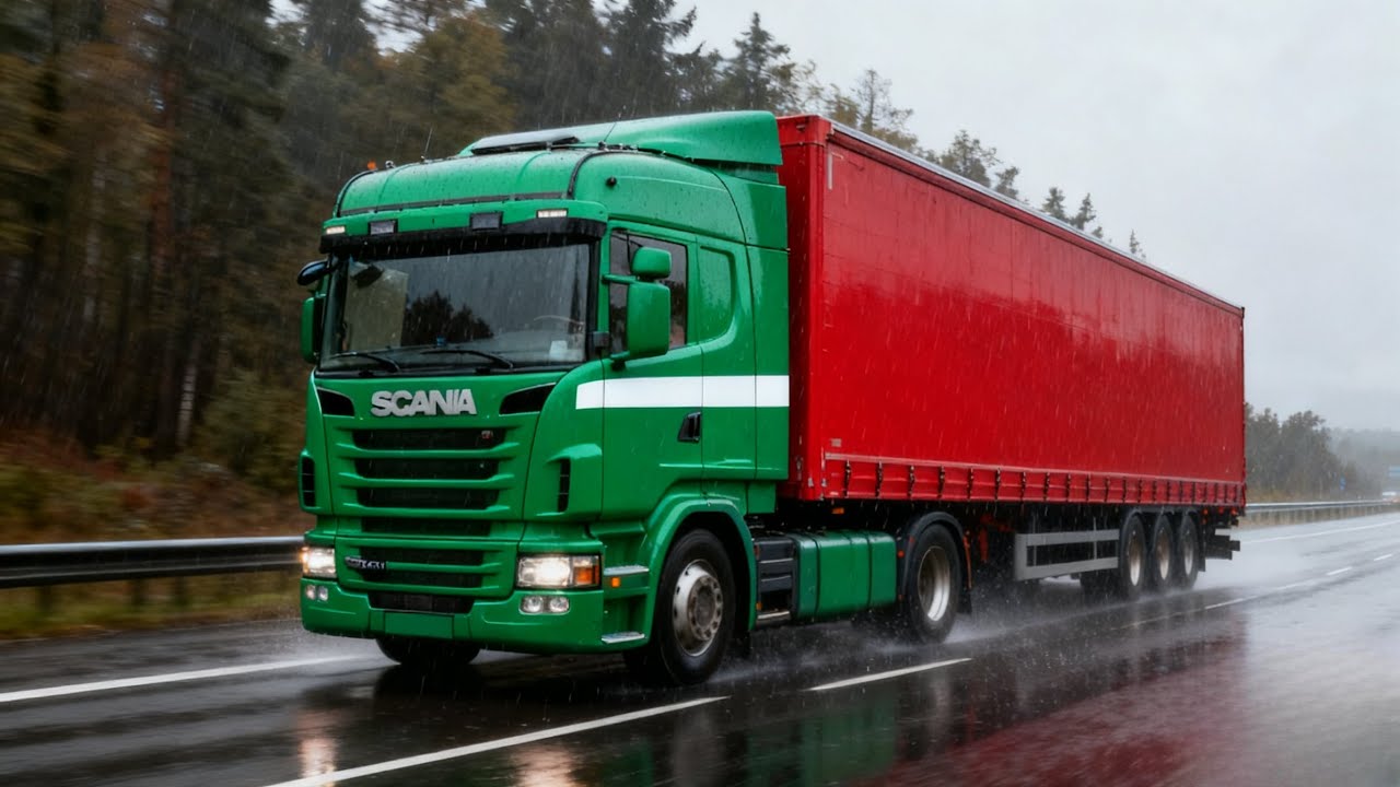 Transportando mercancía de noche con lluvia fuerte - Euro Truck Simulador 2