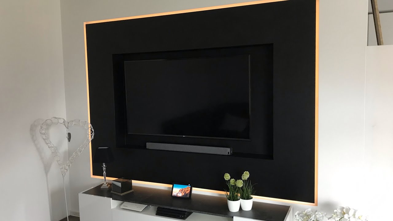 TV Wall DIY - LED TV Wand - TV Wand selber bauen - Wohnzimmer Living Room - Wohnwand trockenbau