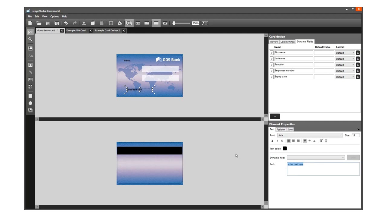 Zebra CardStudio 2.0 ID Card Design Software - DesignStudio: Using Dynamic & Static Text