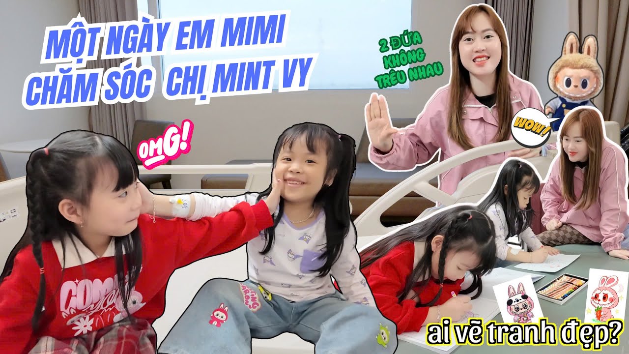 One Day Challenge: MiMi cares for Mint Vy, joins Labubu drawing contest | Fun family activity