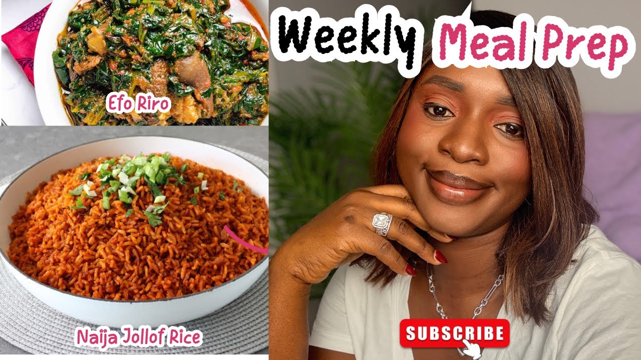 Simple Weekly Meal Prep : Cooking Nigerian Jollof Rice & Efo Riro  