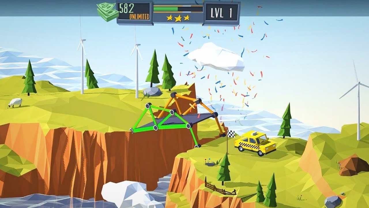 BUILD A BRIDGE LEVEL 1 | GET 3 STAR AND ALL THE OBJECTIVES | ANDROID GAMEPLAY