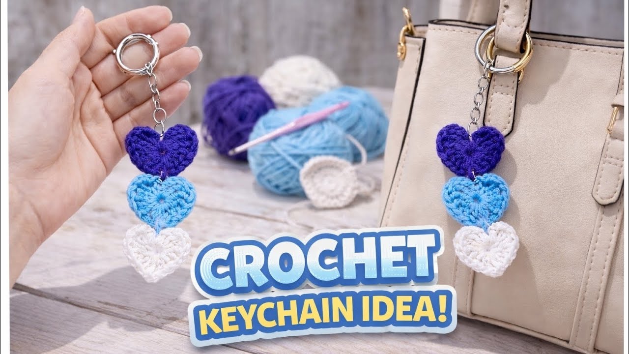 How To Make Easy Crochet Keychain🧶 Simple & Easy DIY Crochet Keychain Idea🩵
