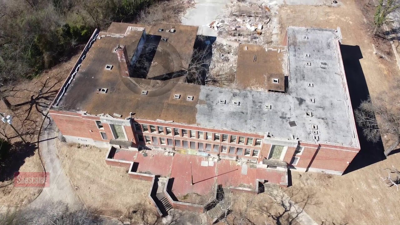ABANDONED BIRMINGHAM ALABAMA  BUILDINGS HOSPITAL ,SCHOOLS , ETC DRONE