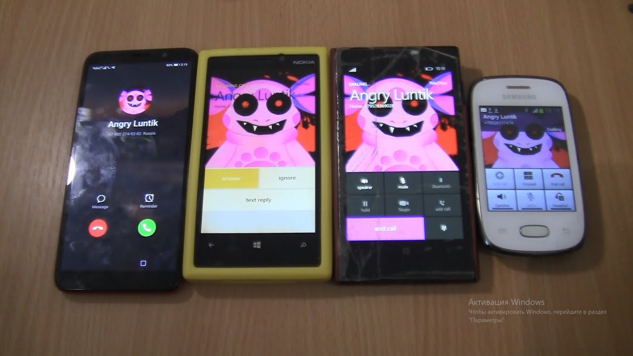Angry Luntik Incoming call&Outgoing call at the Same Time Samsung Galaxy Pocket Neo+Honor 9s+Nokia