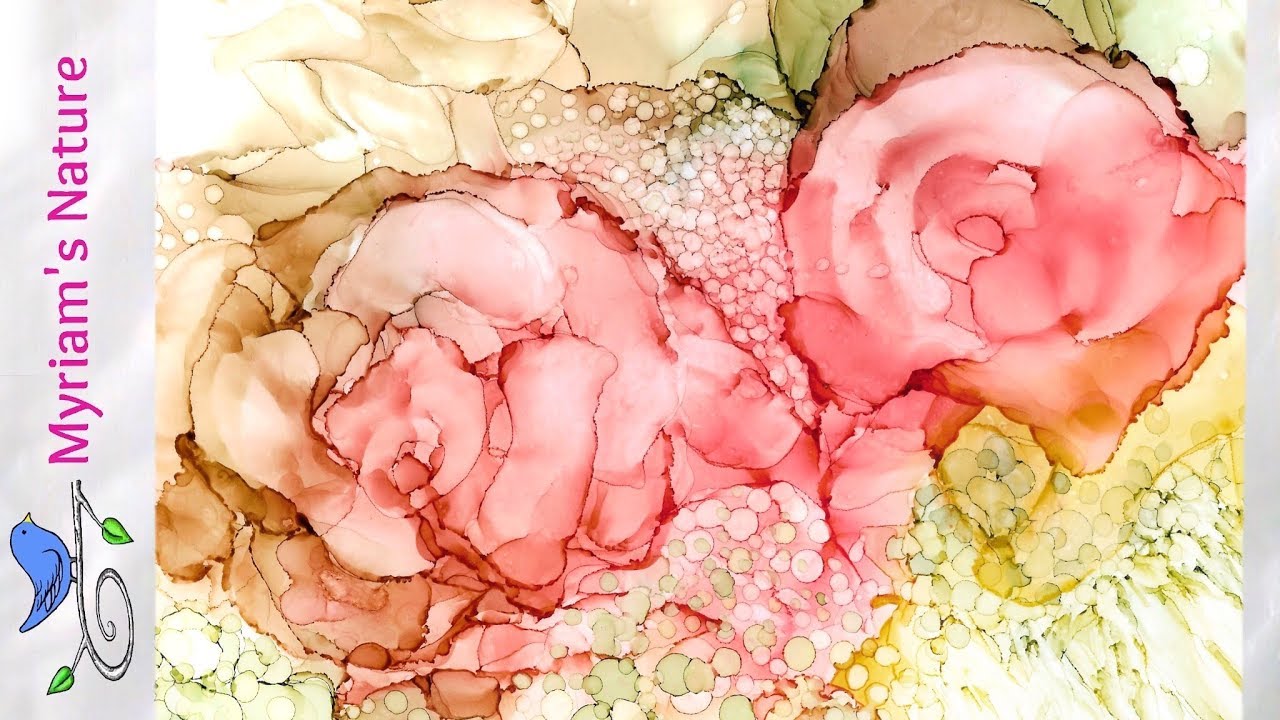 116]  Painting Wispy Abstract ALCOHOL INK Roses