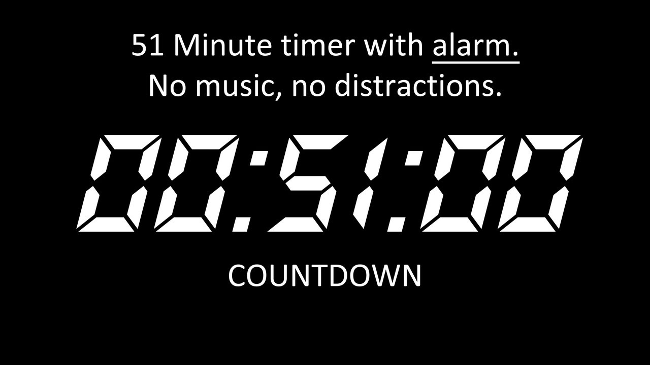 51 MINUTES COUNTDOWN | DIGITAL CLASSIC CLOCK | ALARM | OK TIMER