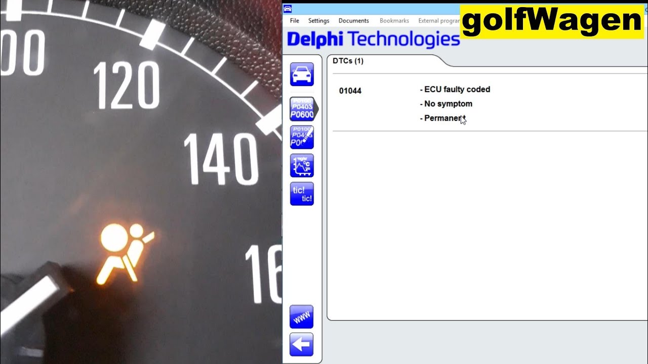 Delphi DS150E VW Polo Airbag fault reset 00588 & 01044