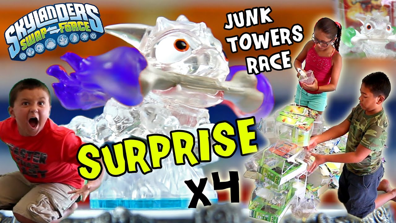 Crystal Fire Bone Hot Dog Surprise x 4! Skylanders Swap Force Junk Towers Build Race (Frito Lay)