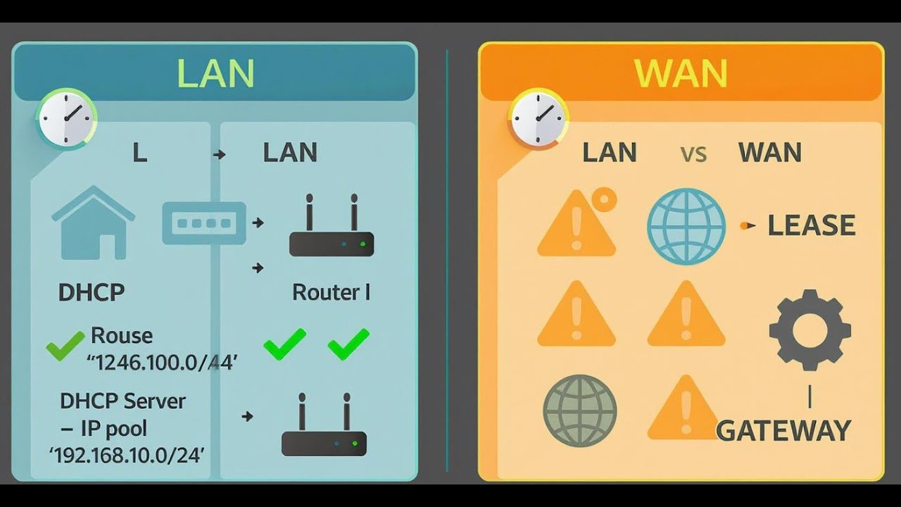 DHCP on LAN gives IPs to your devices, DHCP on WAN gets your gateway to the internet