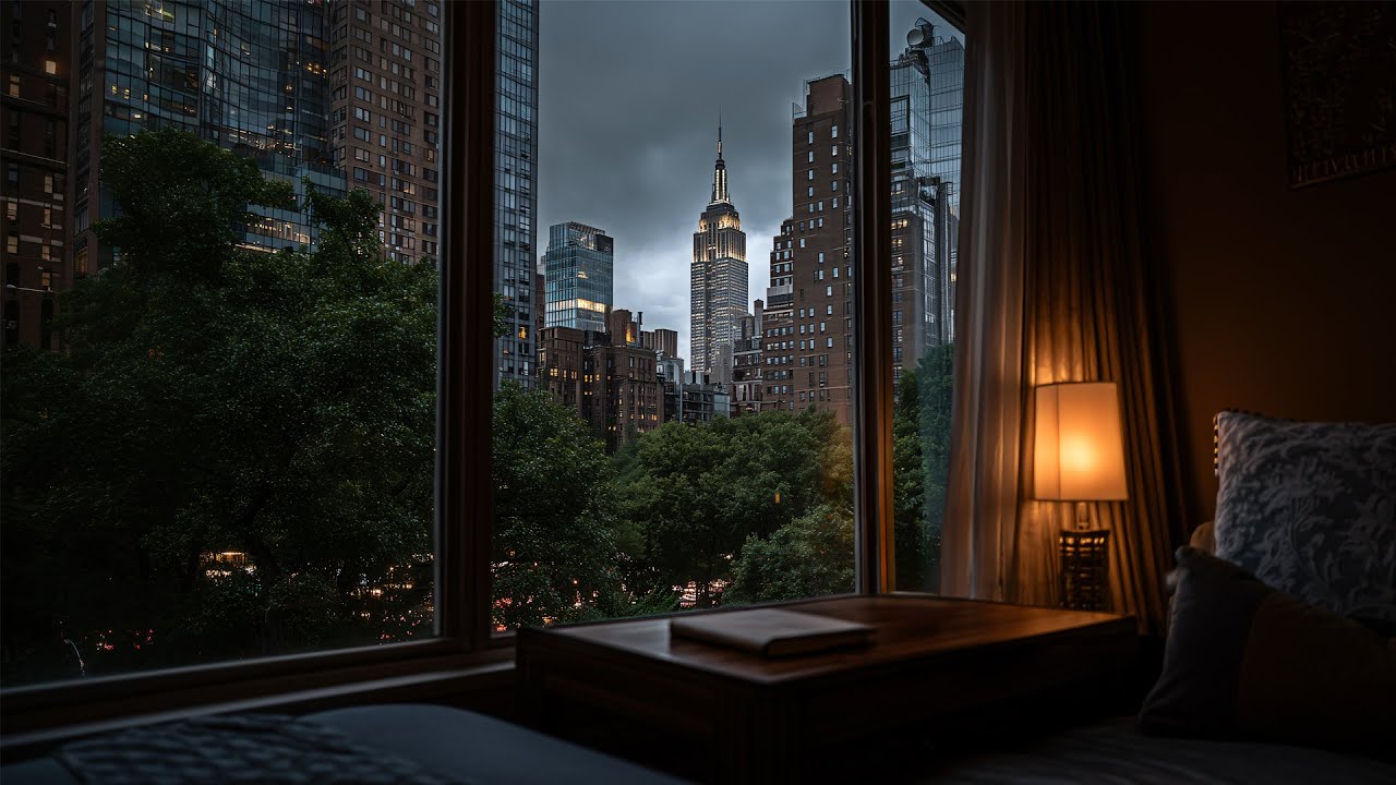 Relaxing Summer Evening Rain In New York City🌧️Calm Rain Ambience For Reading, Sleeping, Etc.