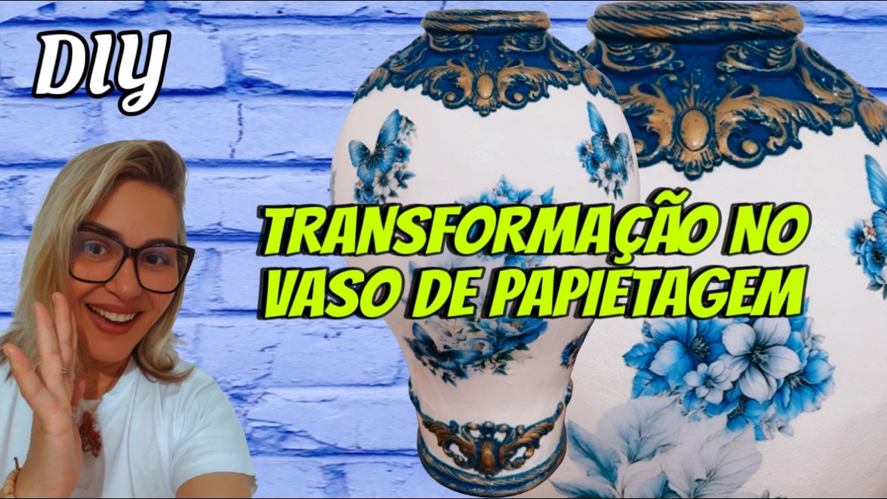#diy : TRANSFORMA&Ccedil;&Atilde;O TOTAL EM VASO DE PAPIETAGEM/ UM LUXO DE TRANSFORMA&Ccedil;&Atilde;O