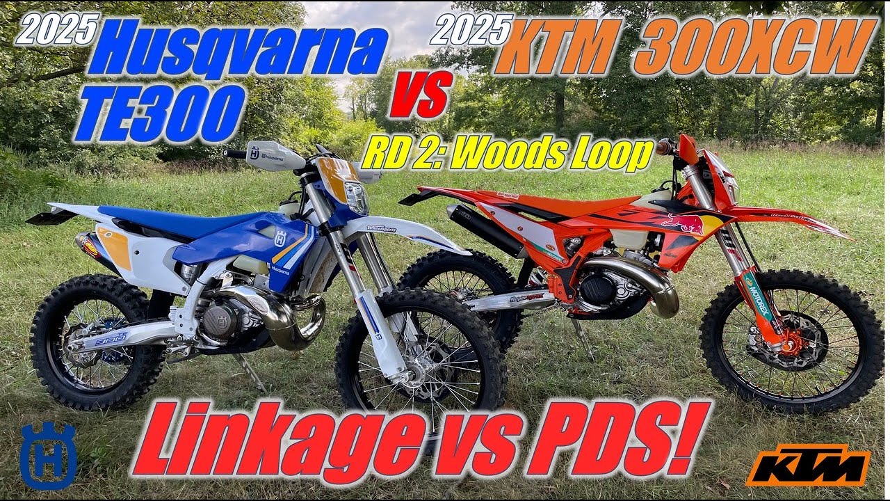 Linkage vs PDS!  2025 Husqvarna TE300 vs 2025 KTM 300XCW Back to Back on a Tight Woods Loop RD 2