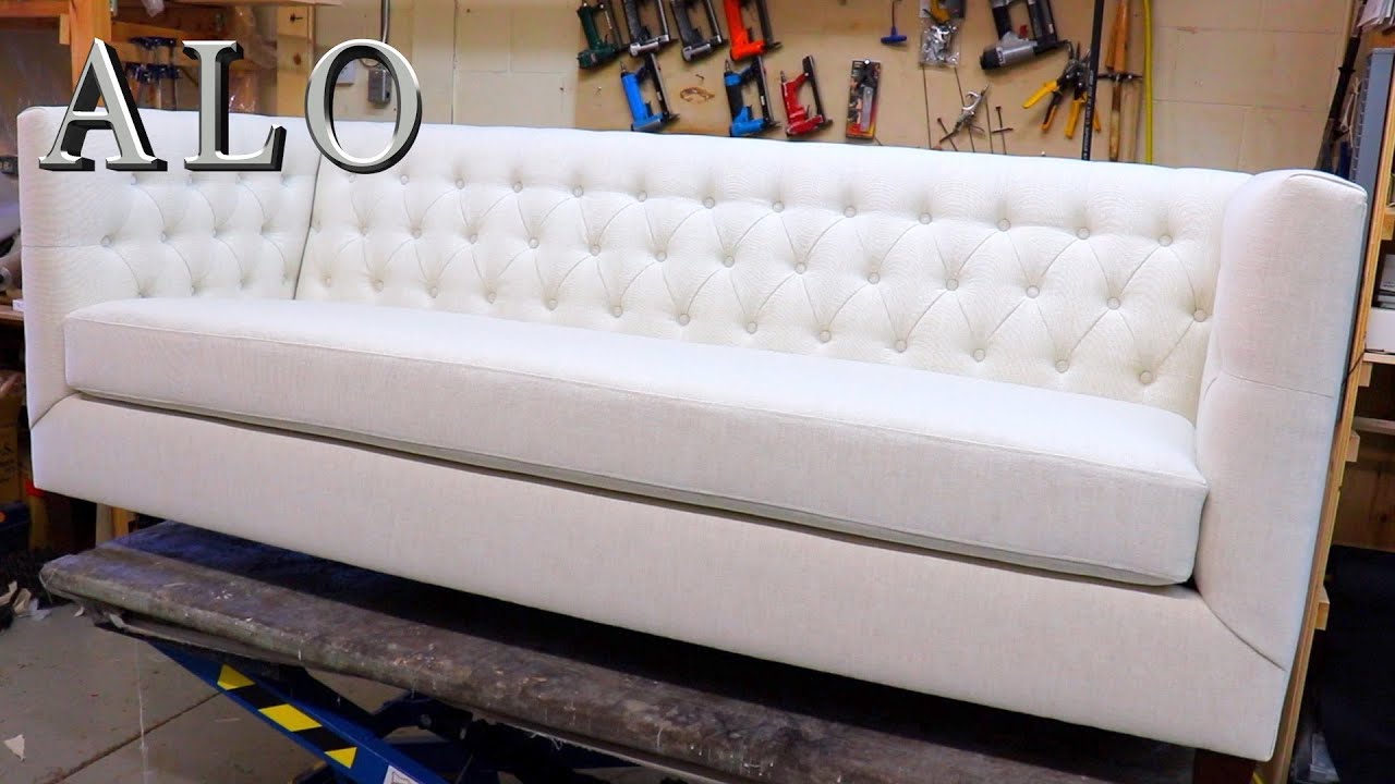 DIY- HOW TO UPHOLSTER A MODERN TUFTED STYLE SOFA FURNITURE | DIY - ALO Upholstery