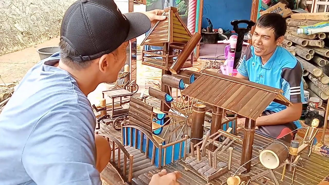 Cara membuat miniatur KINCIR AIR dari bambu (Rancah - Ciamis)