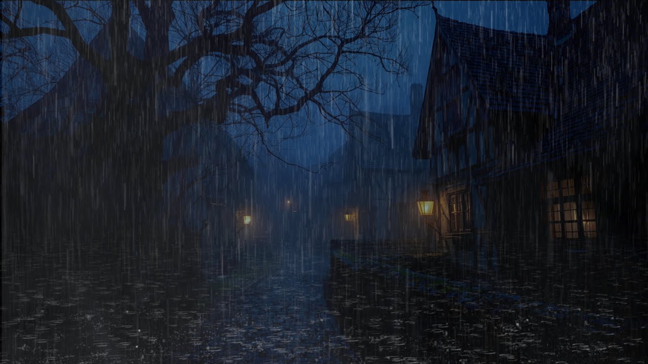 Rainy Night Walk Through a Quiet Village | Cozy Sleep Ambience