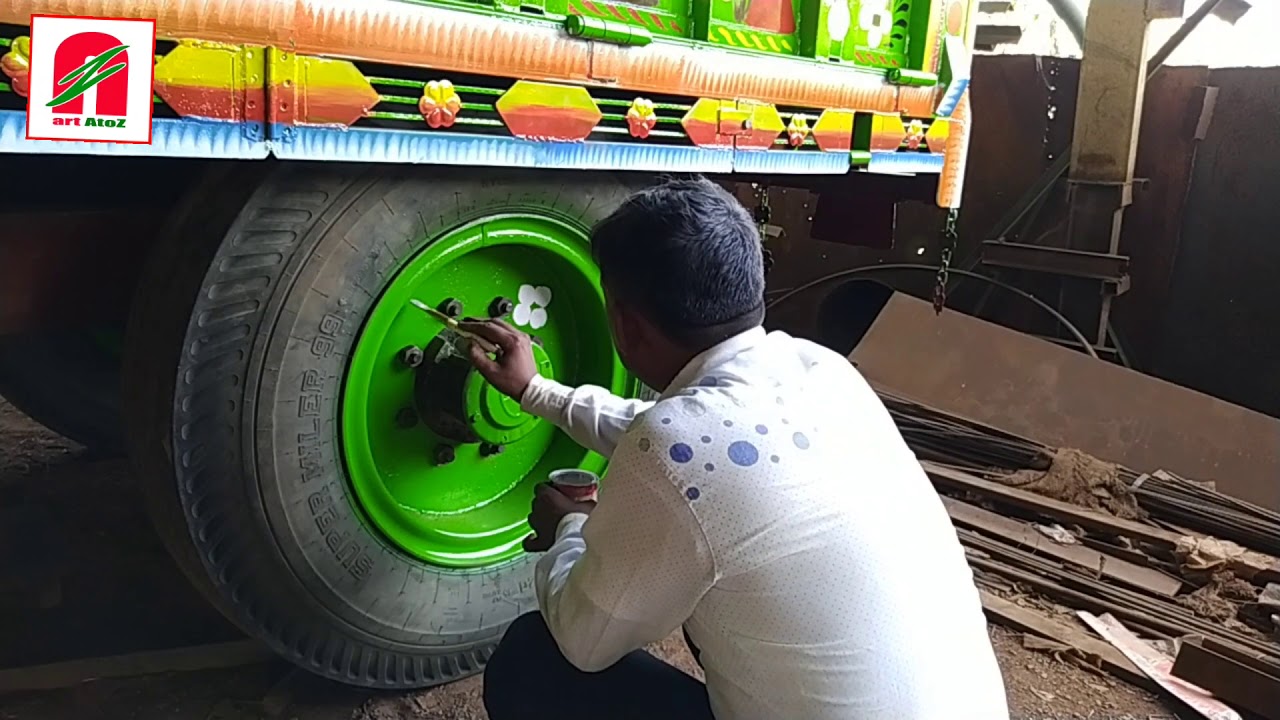 Tool box and wheel painting Of Tractor trolley
