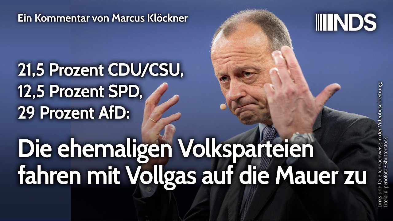 21,5 % CDU/CSU, 12,5 % SPD, 29 % AfD: Ehemalige Volksparteien fahren mit Vollgas auf die Mauer zu