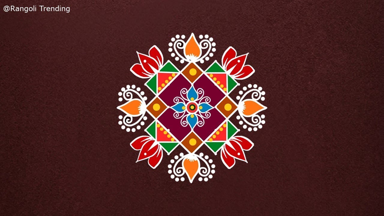 Ugadi Rangoli Design | 5x5 dots New Rangoli Trending | Special Festival Rangoli | Rangoli in 4k