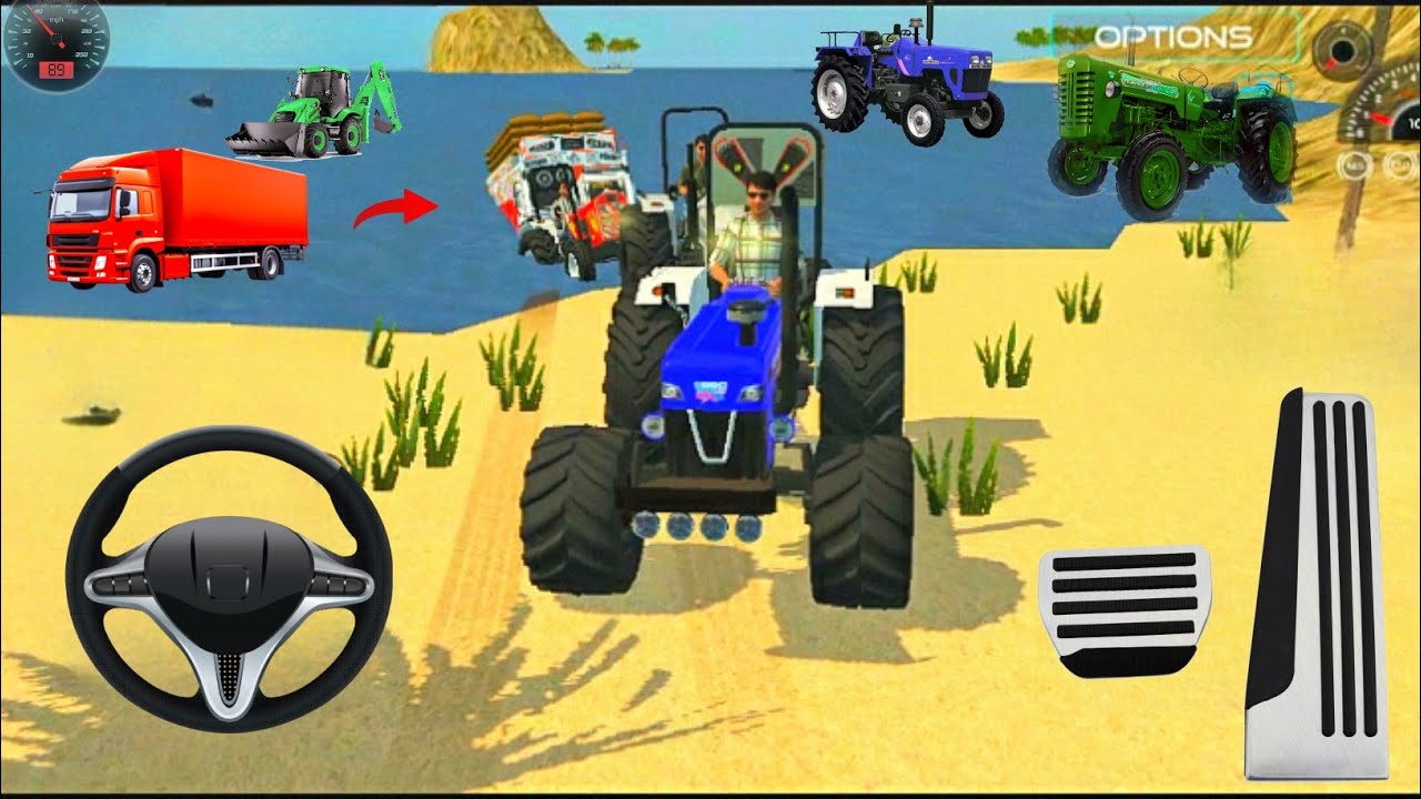 😫😅Indian Truck stuck in sea and three Tractors rescue the truck from sea || #truck   #gaming