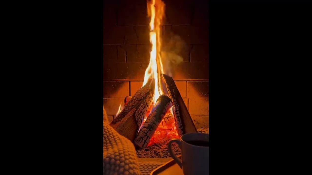 The Best Burning Fireplace with Cozy Crackling Logs and Soothing Glow. Sleep / Relax / Study