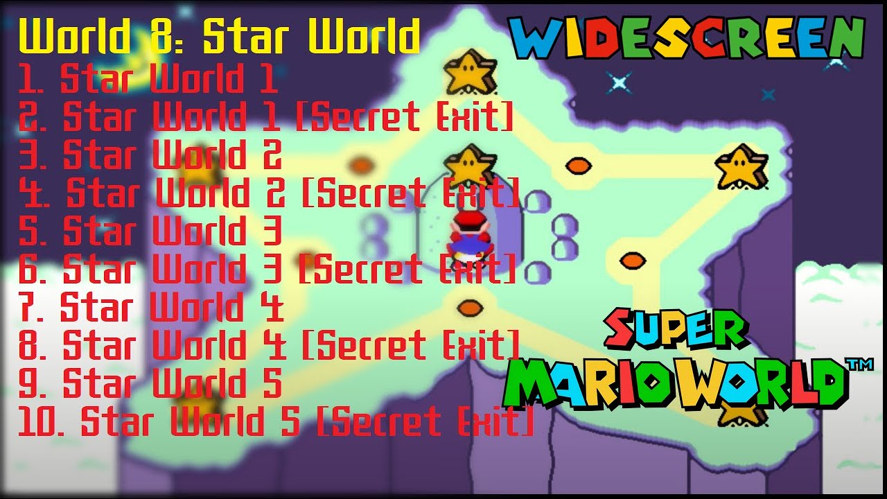 Super Mario World (SNES|Widescreen) (100%) (8|9) / World 8: Star World [16:9/4K@60]
