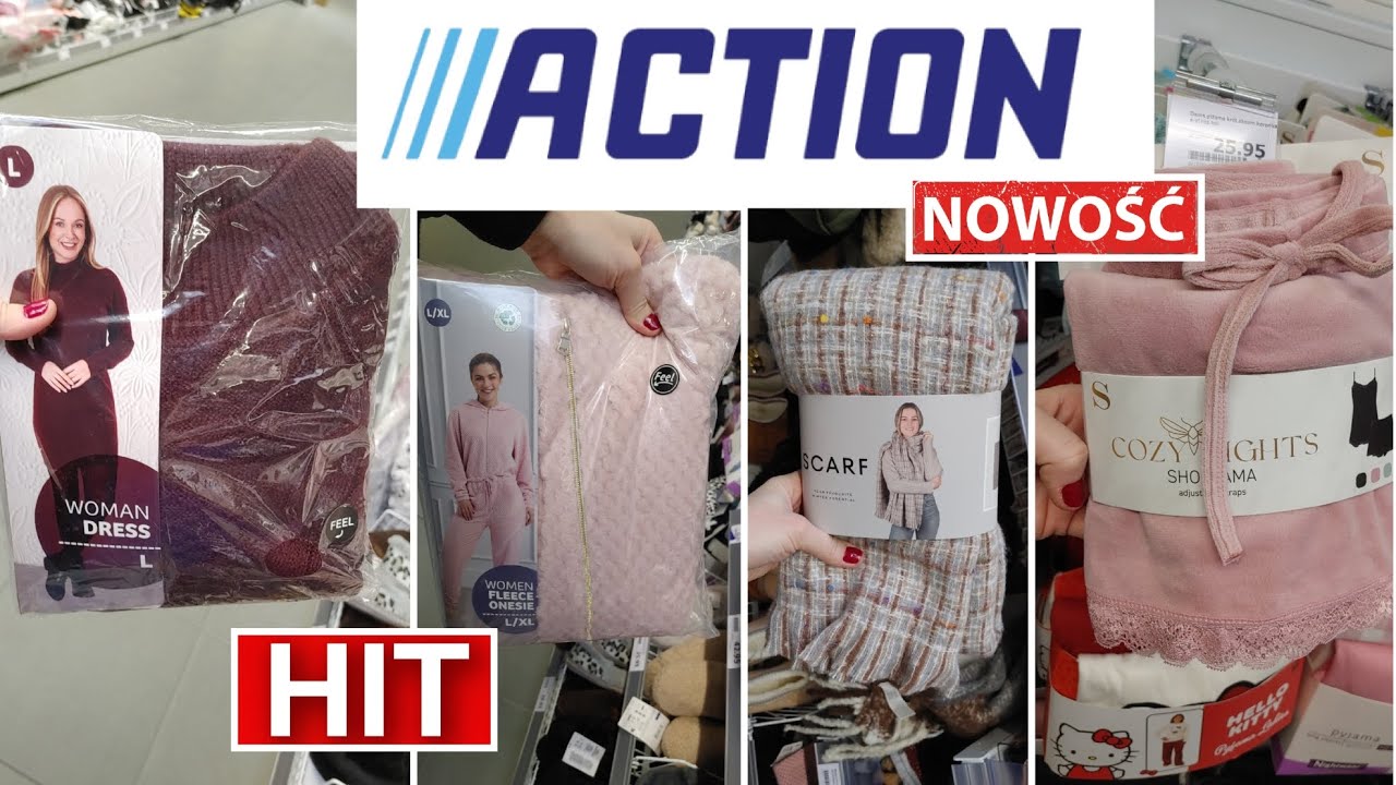 ACTION TANIE NOWOŚCI❗DZIANINOWA SUKIENKA SWETRY😱PIŻAMY PO 25 ZŁ SZALE TANIOCHA