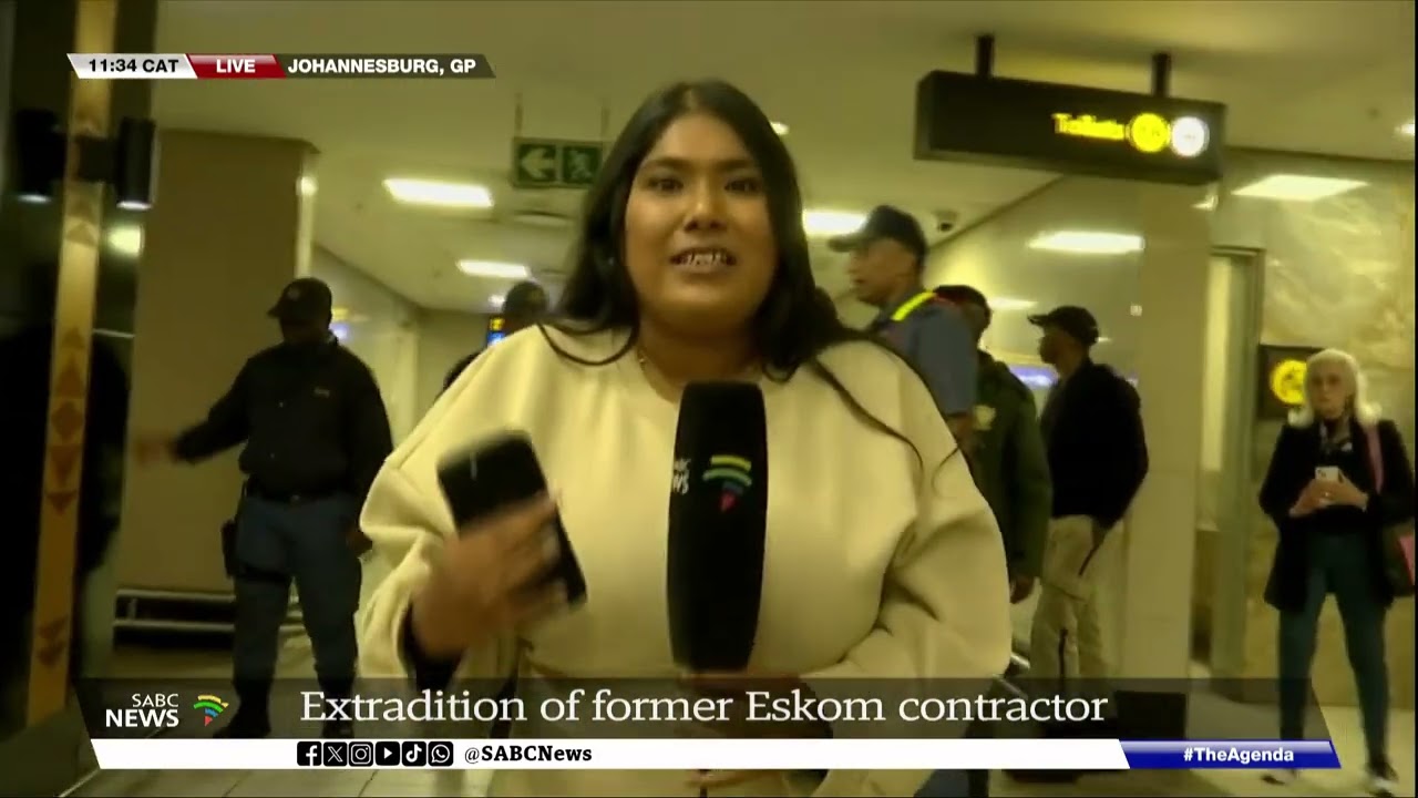Michael Lomas arrives at the OR Tambo International Airport