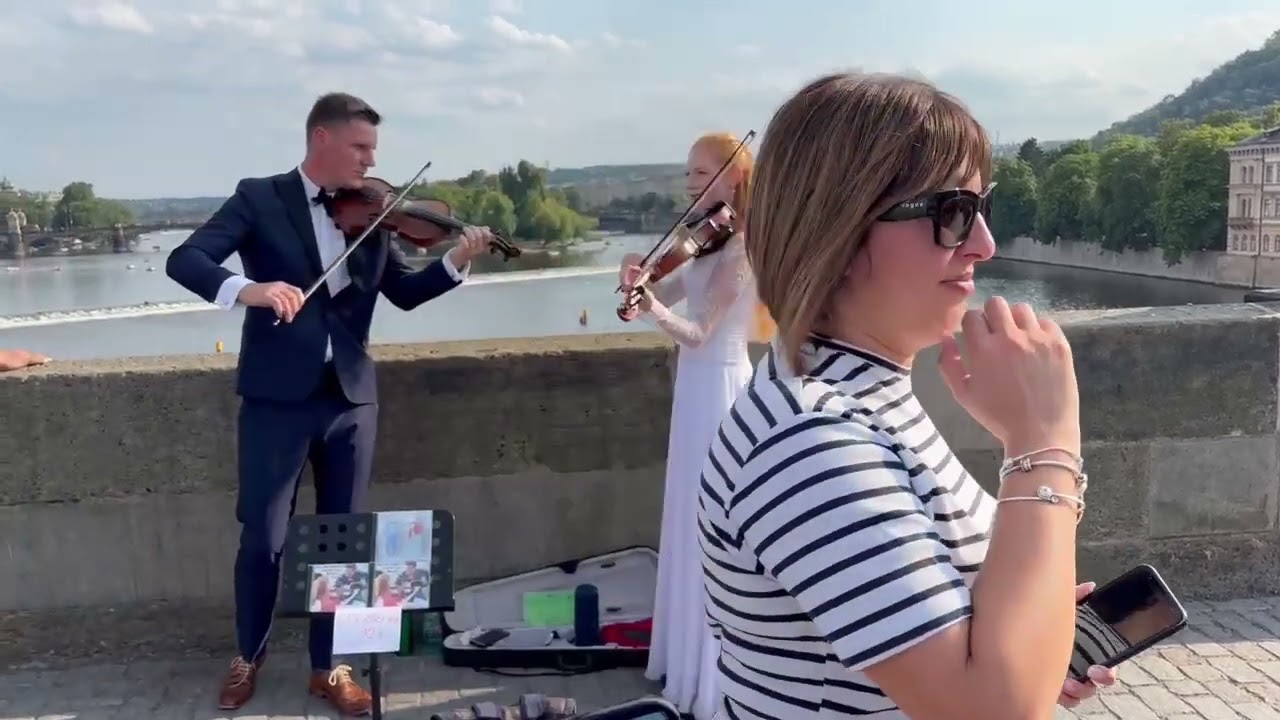 Beautiful violinist couple. Prague Charles Bridge.  #prague #travel #wanderlust