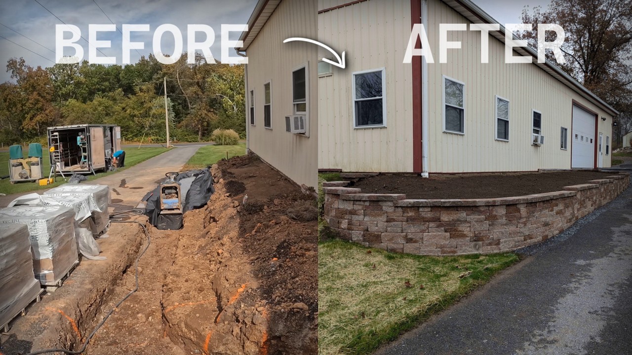 From Dirt To Wall in Less Than a Minute | Retaining Wall Timelapse Build, East Earl, PA