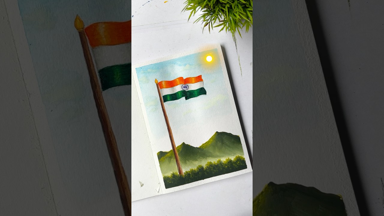 🇮🇳Easiest Way to Draw the Indian Flag in Minutes  #IndianFlagDrawing #shorts #15august