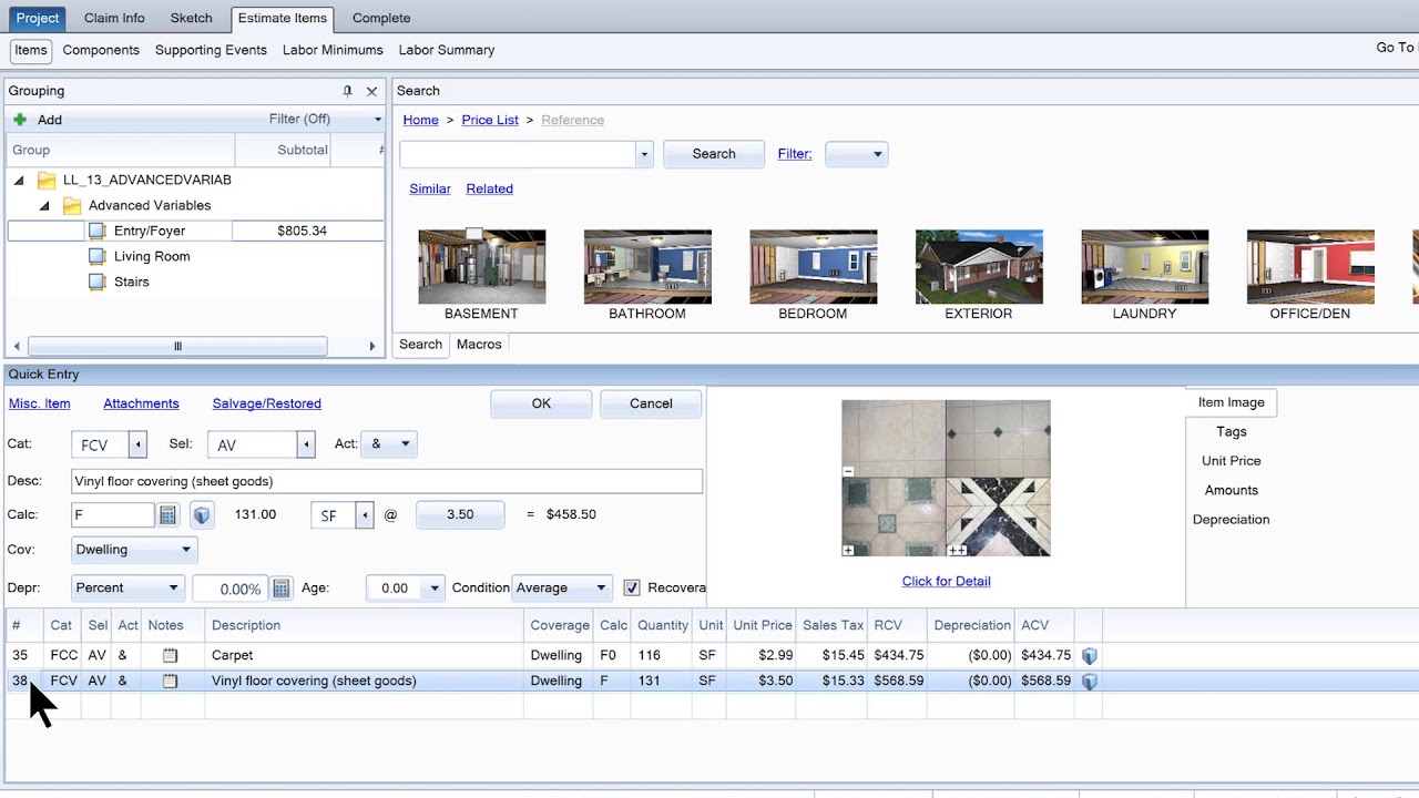 Xactimate Xpert Tips: Estimating Areas and Blocks with Variables