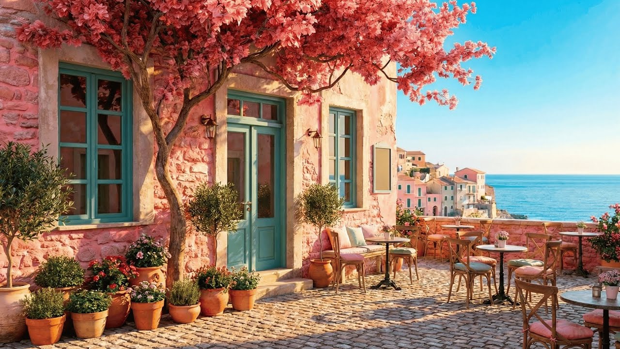 Morning Cafe Jazz Music with Portofino Ambience ☕ Relaxing Bossa Nova Jazz Music for Study, Focus