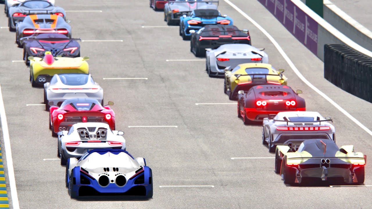 Devel Sixteen vs Hypercars & Supercars at Le Mans 24h Circuit