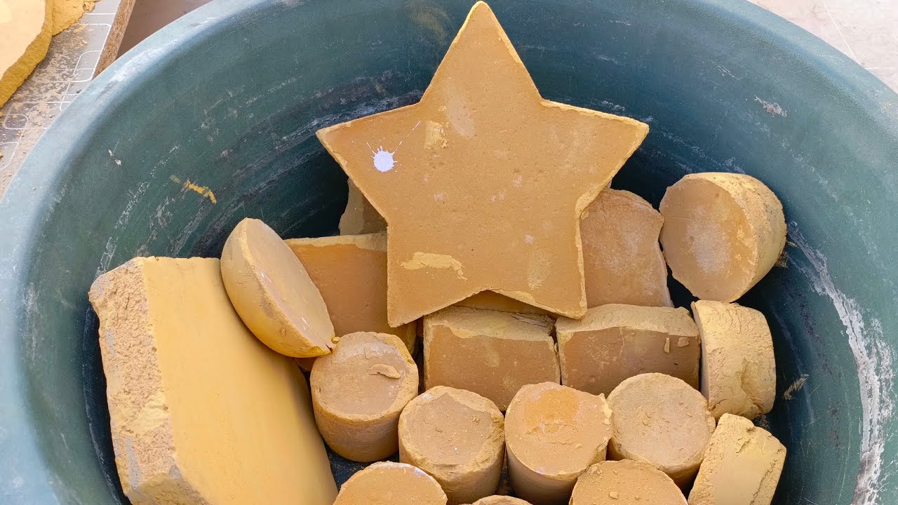 Asmr. Rich yellow dirt dry crumbling.with Masterpiece shapes