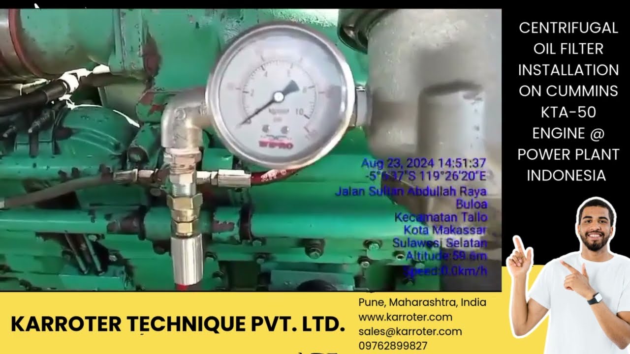 Cummins KTA-50 geneset lube oil filtration with KT-200 Centrifuge Filter #engineoilfilter #kta50