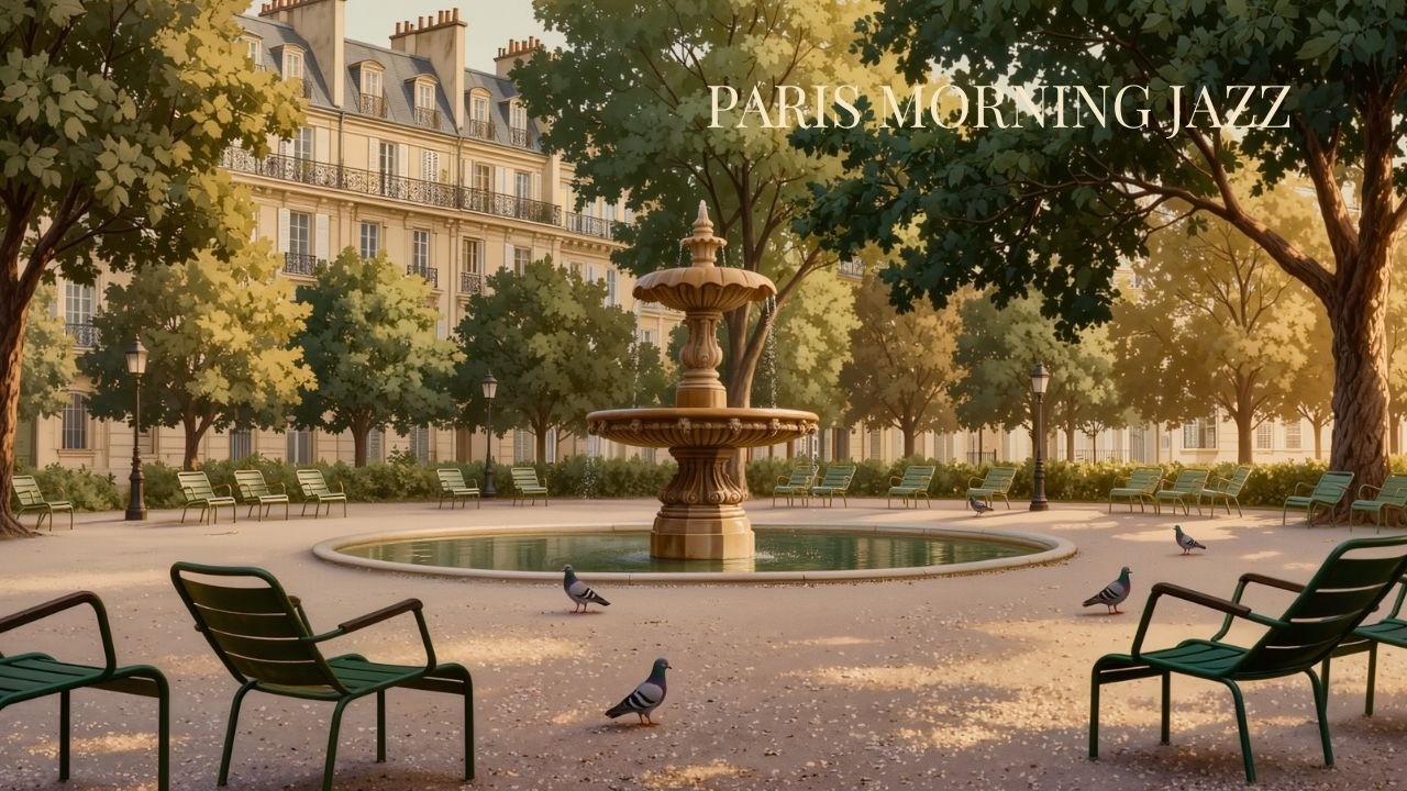 Paris Morning Jazz – 1 Hour Relaxing French Café Music in a Paris Park