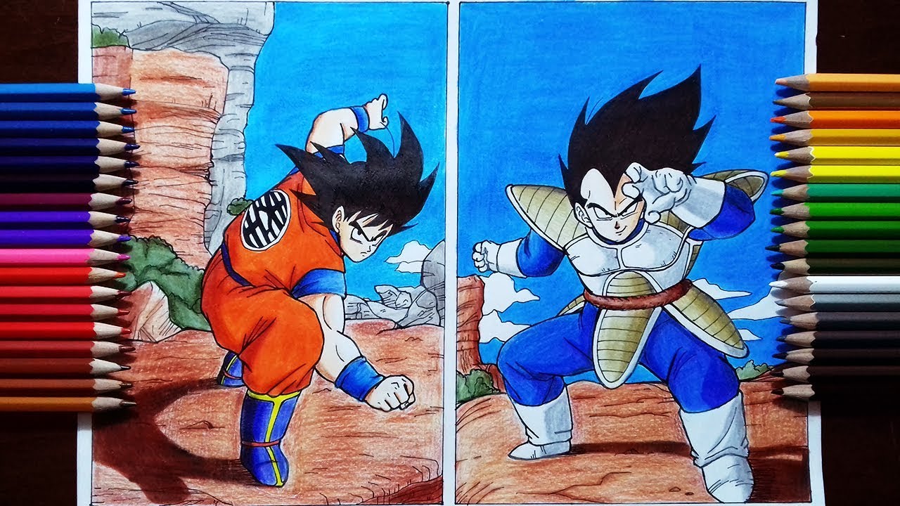 Drawing Goku vs Vegeta | Saiyan Saga