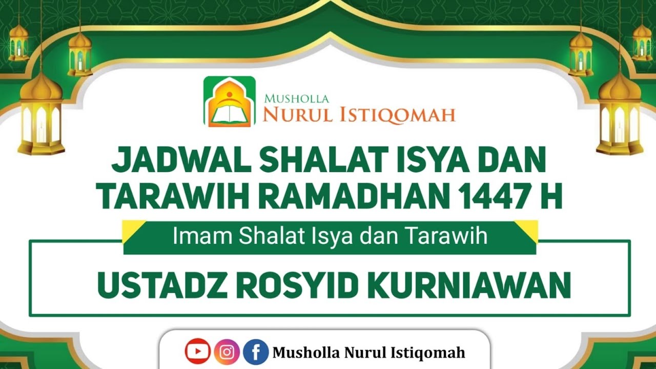 🔴 LIVE : USTADZ ROSYID KURNIAWAN : TARAWIH 03 RAMADHAN 1447 H : 20 FEBRUARI 2026